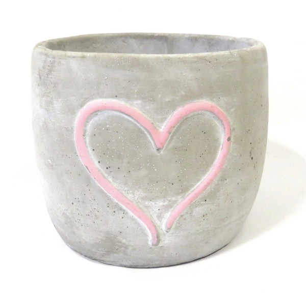 2er Set Übertopf Herz Beton Grau Pink