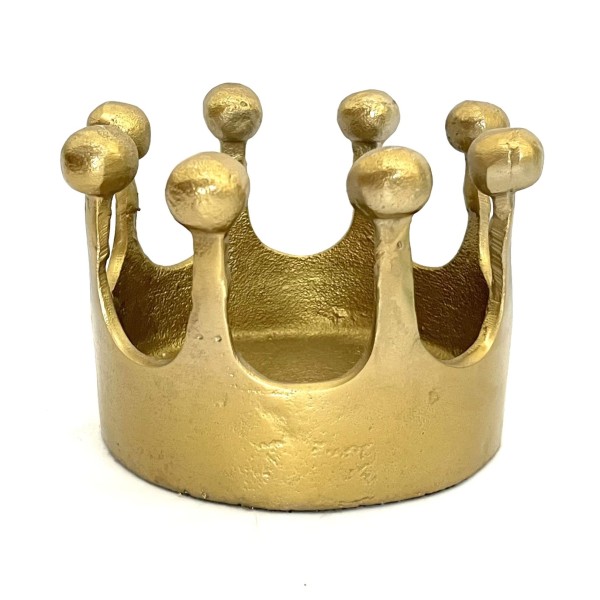 Krone Deko Gold Metall Teelicht Antik 12 x 16 cm